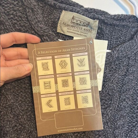 NWT Aran Sweater Market Women’s Gray Merino Wool Crew Neck Sweater Size XL - Picture 3 of 8